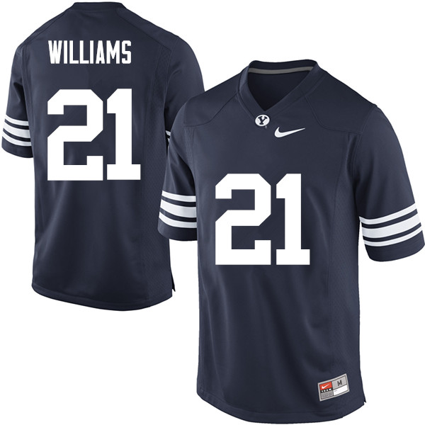 Men #21 Jamaal Williams BYU Cougars College Football Jerseys Sale-Navy